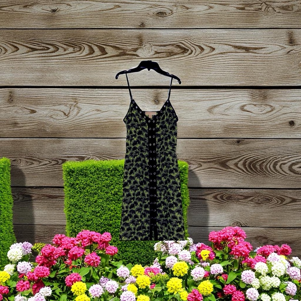 Michael Kors Black and Green Eyelet Top